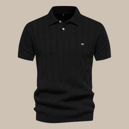 Polohemd – Kurzärmeliges Polo-T-Shirt mit Kragen für Männer-Schwarz-S-Chaps Herrenmode