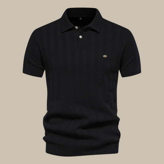 Polohemd – Kurzärmeliges Polo-T-Shirt mit Kragen für Männer-Schwarz-S-Chaps Herrenmode