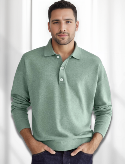 Polohemd | Langarmshirt | Button-up-Shirt | Strickpullover | Herrenbekleidung-Hellgrün-S-Chaps Herrenmode