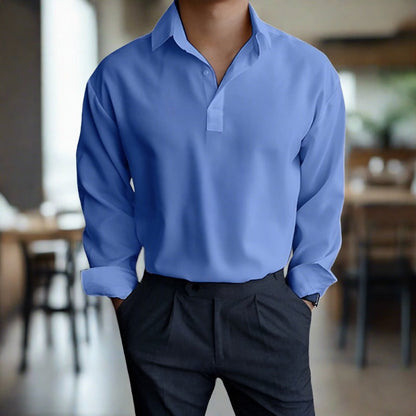 Polohemd – Leichtes Polohemd mit Kragen und langen Ärmeln für Herren-Blau-S-Chaps Herrenmode