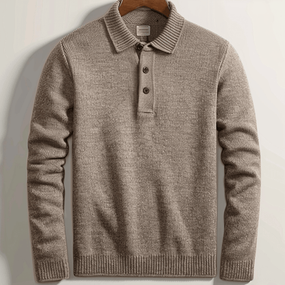 Polohemd | Mit Kragen | Langarm | Polopullover | Herrenpullover-Brown-XS-Chaps Herrenmode