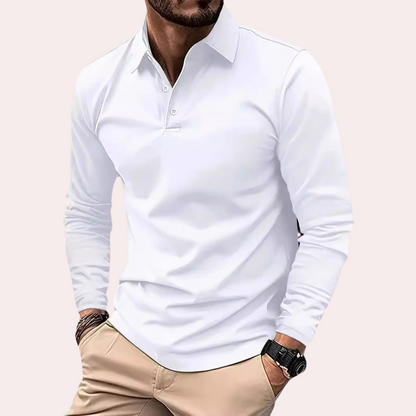 Polohemd - Quarter Button-Up - Kragen - Langarm-Polo - Herrenbekleidung-Chaps Herrenmode