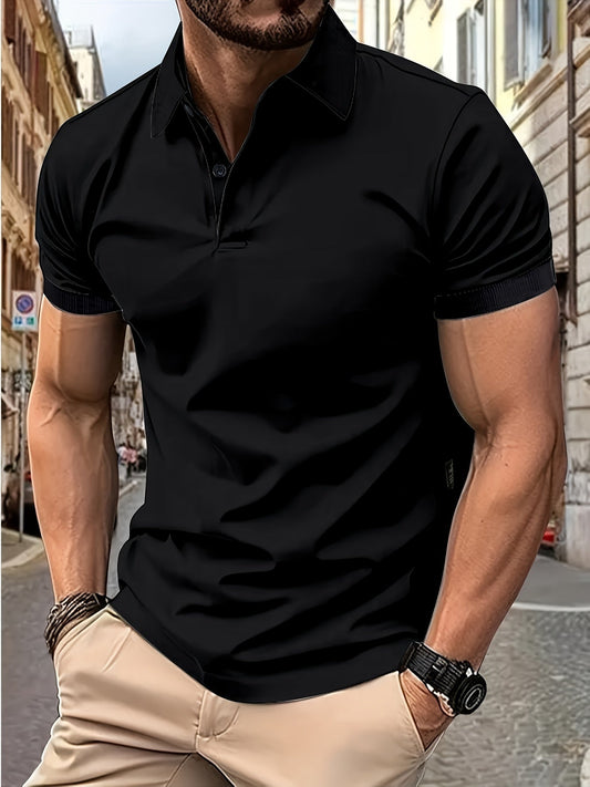 Polohemd – Stylisches Kurzarm-Polohemd mit Kragen für Herren-Schwarz-S-Chaps Herrenmode