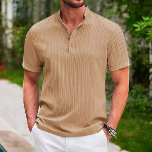 Polohemd | Viertelknopfleiste | Kurzarm | Polo-T-Shirt | Herrenhemd-Khaki-S-Chaps Herrenmode