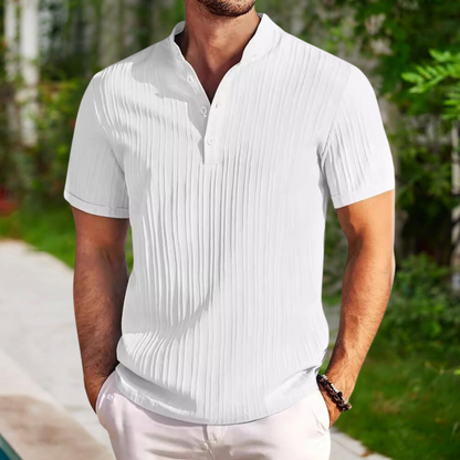 Polohemd | Viertelknopfleiste | Kurzarm | Polo-T-Shirt | Herrenhemd-Weiß-S-Chaps Herrenmode