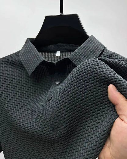 Polohemd – atmungsaktives Kurzarm-Polohemd mit Knöpfen für Herren-Grau-M-Chaps Herrenmode