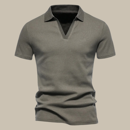 Polohemd | ohne Knopfleiste | V-Ausschnitt | Polohemden | Herrenhemden-Armeegrün-M-Chaps Herrenmode