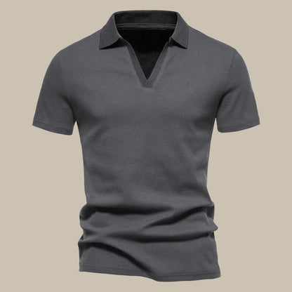 Polohemd | ohne Knopfleiste | V-Ausschnitt | Polohemden | Herrenhemden-Dunkelgrau-M-Chaps Herrenmode