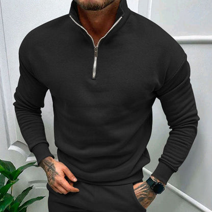 Polopullover | Lässig | Langarm | Sweatshirt mit halbem Reißverschluss | Herrenpullover mit viertel Reißverschluss-Chaps Herrenmode