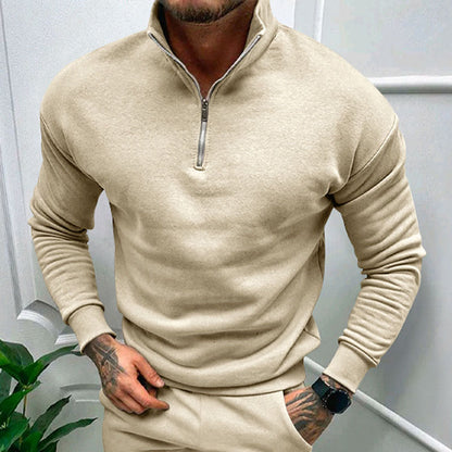 Polopullover | Lässig | Langarm | Sweatshirt mit halbem Reißverschluss | Herrenpullover mit viertel Reißverschluss-Chaps Herrenmode