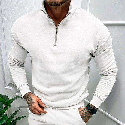 Polopullover | Lässig | Langarm | Sweatshirt mit halbem Reißverschluss | Herrenpullover mit viertel Reißverschluss-Chaps Herrenmode