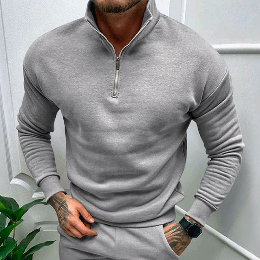Polopullover | Lässig | Langarm | Sweatshirt mit halbem Reißverschluss | Herrenpullover mit viertel Reißverschluss-Chaps Herrenmode