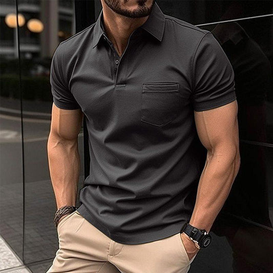 Poloshirt - Kurzarm-Polo-T-Shirt für Männer mit Brusttasche-Schwarz-XS-Chaps Herrenmode