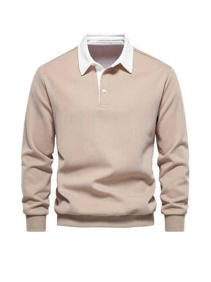 Poloshirt | Umlegekragen | Viertel-Knopfleiste | Langarm-Poloshirts | Herrenhemden-Khaki-S-Chaps Herrenmode
