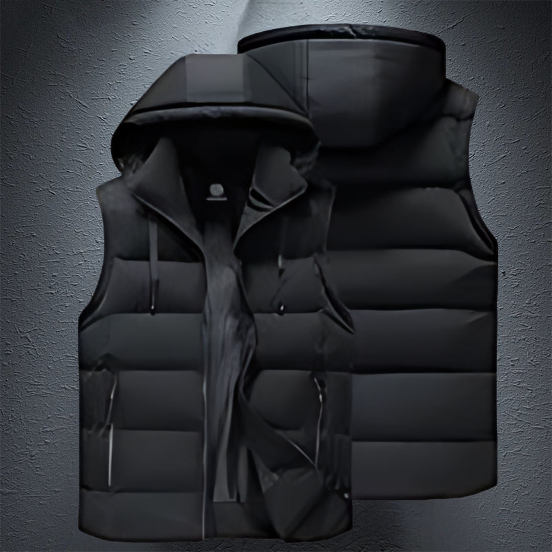 Puffer Vest – ärmellose Weste mit Kapuze und Reißverschluss für Herren als wärmende Körperbedeckung für den Winter-Schwarz-M-Chaps Herrenmode