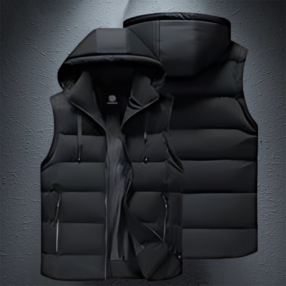 Puffer Vest – ärmellose Weste mit Kapuze und Reißverschluss für Herren als wärmende Körperbedeckung für den Winter-Schwarz-M-Chaps Herrenmode