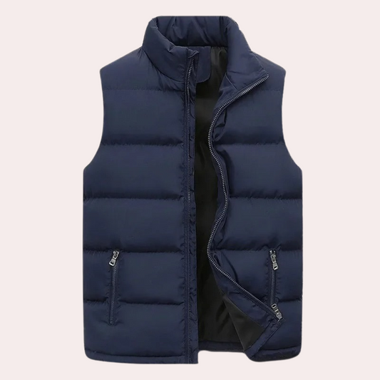 Puffer Weste | Mit Reißverschluss | Ärmellos | Gepolsterte Weste | Herrenweste-Blau-S-Chaps Herrenmode