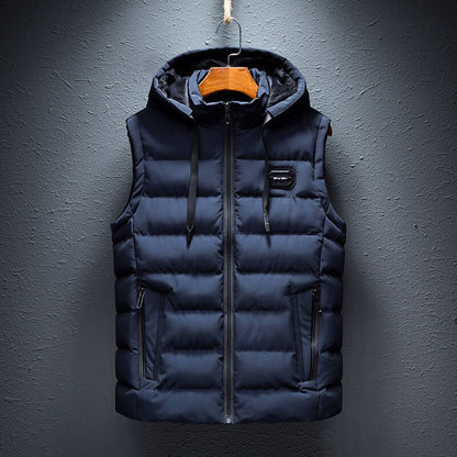 Puffer Weste | Mit Reißverschluss | Mit Kapuze | Körperwärmer | Herren-Puffer Weste-Blau-XS-Chaps Herrenmode