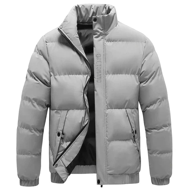Pufferjacke | Gepolstert | Warm | Daunenjacke | Herren Winterjacke-Grau-S-Chaps Herrenmode