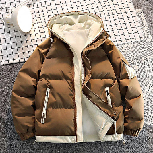 Pufferjacke - Kapuze - Warm - Daunenjacke - Winterjacken für Männer-Braun-XXXS-Chaps Herrenmode