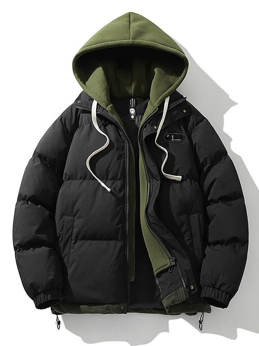 Pufferjacke | Kapuze | dick | wattierte Jacke | Wintermäntel Männer-Schwarz-S-Chaps Herrenmode