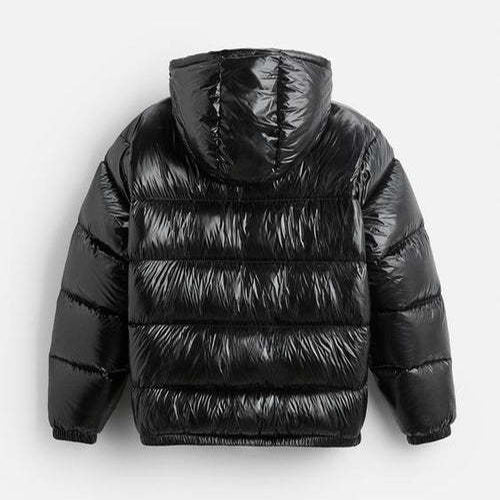 Pufferjacke – Schwarze Winter-Daunenjacke mit Kapuze für Männer-Chaps Herrenmode