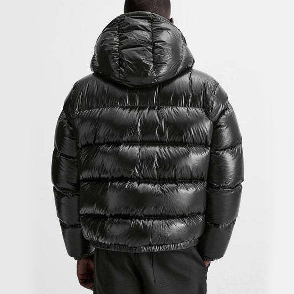 Pufferjacke – Schwarze Winter-Daunenjacke mit Kapuze für Männer-Chaps Herrenmode