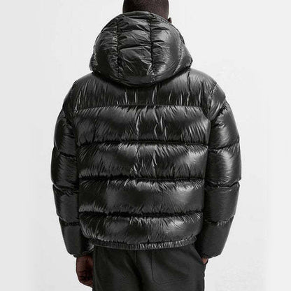 Pufferjacke – Schwarze Winter-Daunenjacke mit Kapuze für Männer-Chaps Herrenmode
