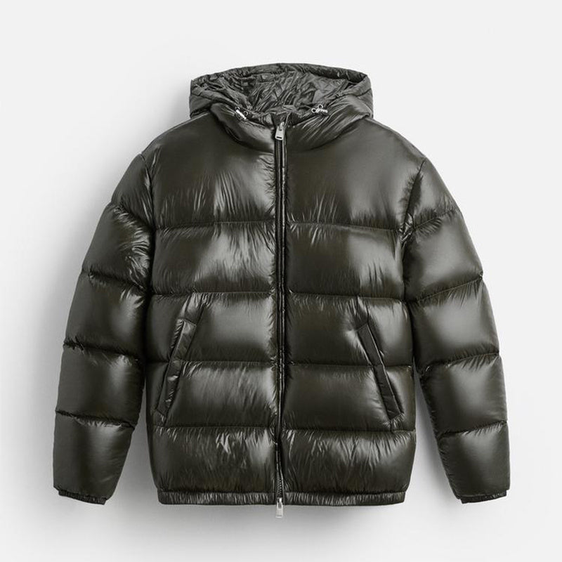 Pufferjacke – Schwarze Winter-Daunenjacke mit Kapuze für Männer-Chaps Herrenmode