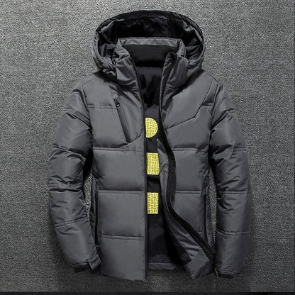 Pufferjacke | Warm | Kapuzenjacke | Daunenjacke | Winterjacke für Herren-Dunkelgrau-M-Chaps Herrenmode