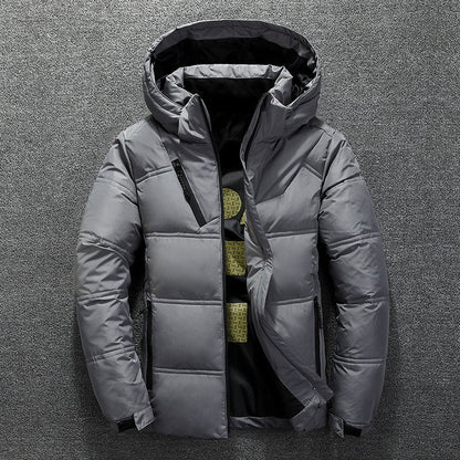 Pufferjacke | Warm | Kapuzenjacke | Daunenjacke | Winterjacke für Herren-Grau-M-Chaps Herrenmode