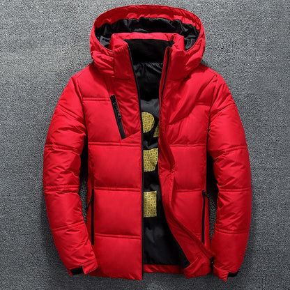 Pufferjacke | Warm | Kapuzenjacke | Daunenjacke | Winterjacke für Herren-Rot-M-Chaps Herrenmode