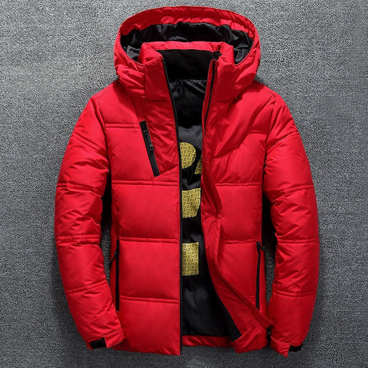 Pufferjacke | Warm | Kapuzenjacke | Daunenjacke | Winterjacke für Herren-Rot-M-Chaps Herrenmode