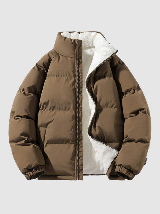 Pufferjacke | Warm | Mit Fleece gefüttert | Winterjacke | Herren-Steppjacke-Braun-M-Chaps Herrenmode