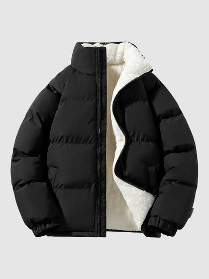 Pufferjacke | Warm | Mit Fleece gefüttert | Winterjacke | Herren-Steppjacke-Schwarz-M-Chaps Herrenmode