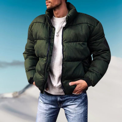 Pufferjacke – Warm – Mit Reißverschluss – Winterjacke für Herren-Grün-M-Chaps Herrenmode