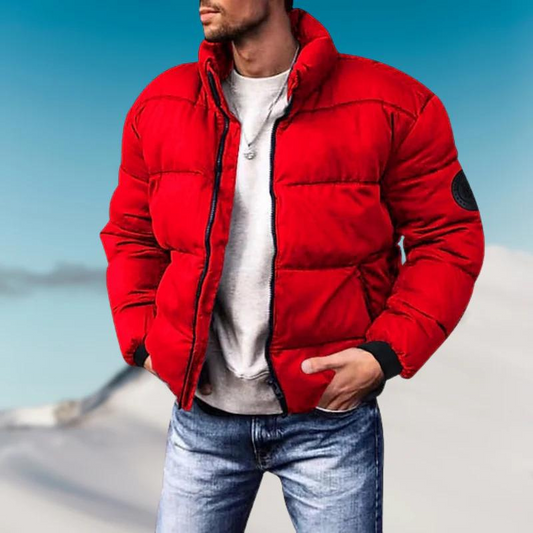 Pufferjacke – Warm – Mit Reißverschluss – Winterjacke für Herren-Rot-M-Chaps Herrenmode
