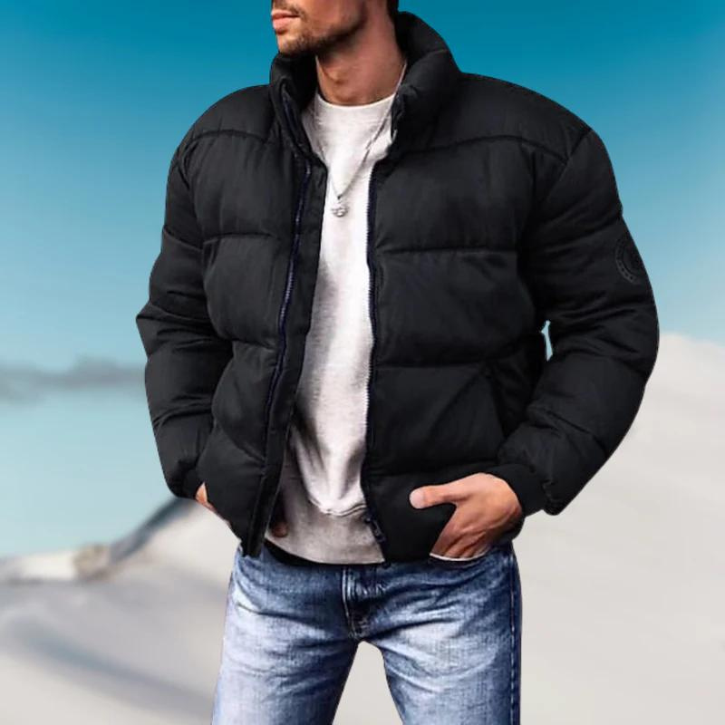 Pufferjacke – Warm – Mit Reißverschluss – Winterjacke für Herren-Schwarz-M-Chaps Herrenmode