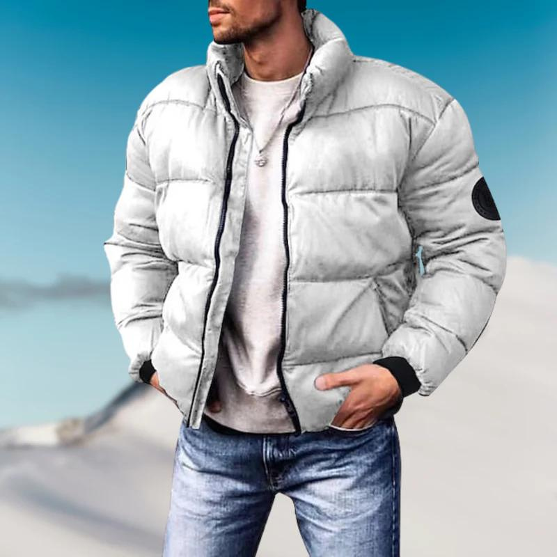 Pufferjacke – Warm – Mit Reißverschluss – Winterjacke für Herren-Weiß-M-Chaps Herrenmode
