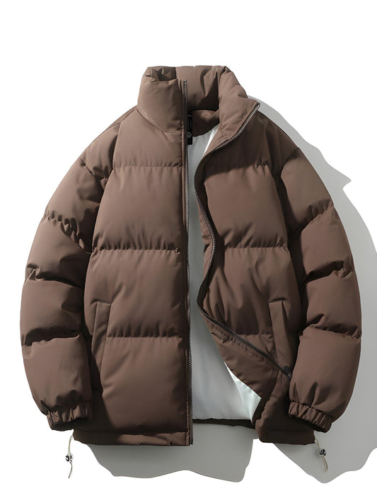 Pufferjacke - Warm gefütterte Herrenjacke in Übergröße für den Winter-Braun-S-Chaps Herrenmode