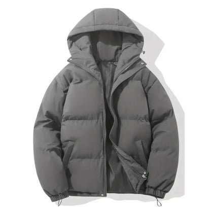 Pufferjacke – Warme Winter-Daunenjacke mit Kapuze für Herren-Dunkelgrau-S-Chaps Herrenmode