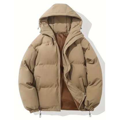 Pufferjacke – Warme Winter-Daunenjacke mit Kapuze für Herren-Khaki-S-Chaps Herrenmode