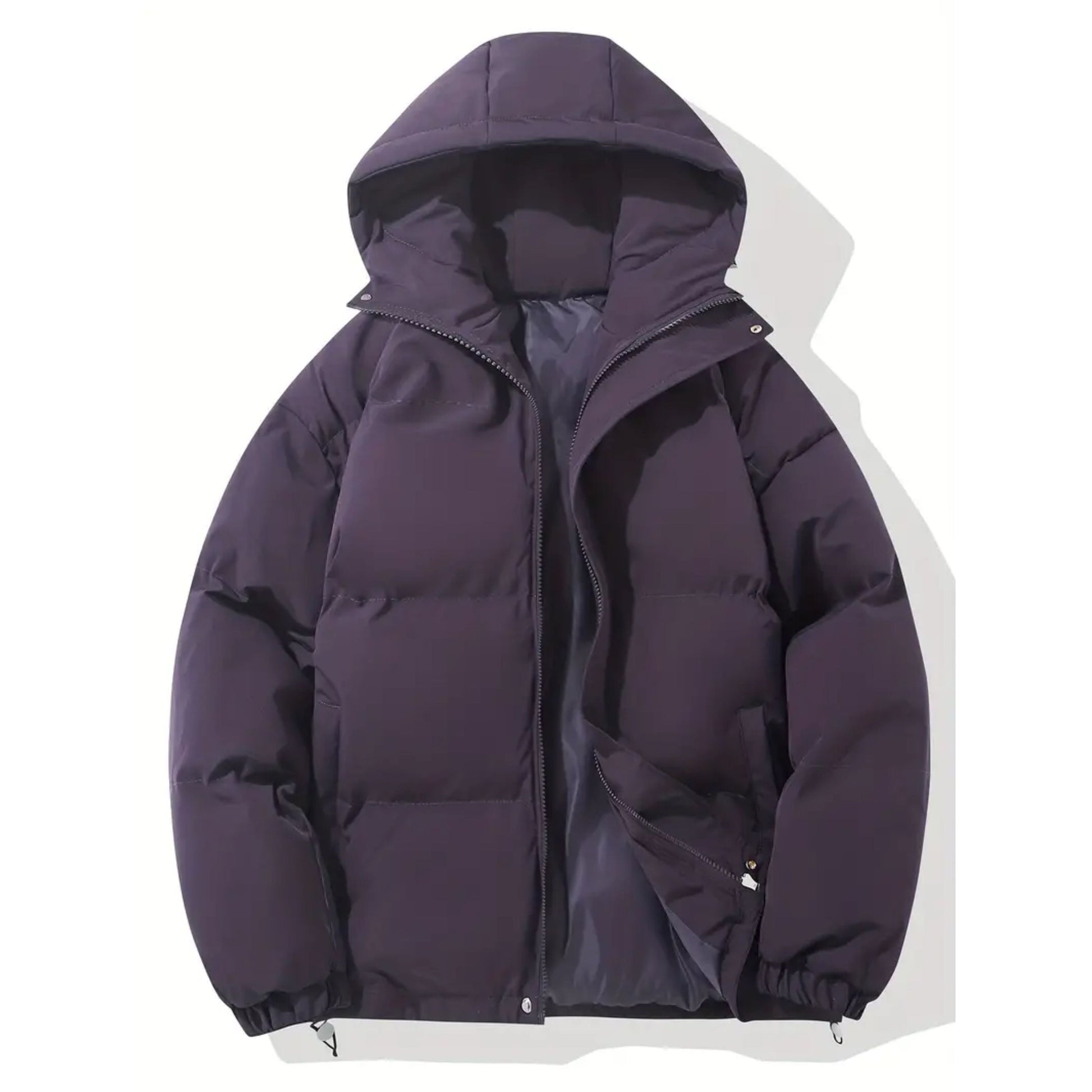 Pufferjacke – Warme Winter-Daunenjacke mit Kapuze für Herren-Lila-S-Chaps Herrenmode