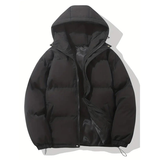 Pufferjacke – Warme Winter-Daunenjacke mit Kapuze für Herren-Schwarz-S-Chaps Herrenmode