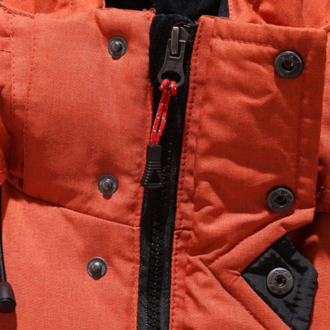 Pufferjacke - Warme Winter-Daunenjacke mit Kapuze und Reißverschluss für Männer-Chaps Herrenmode