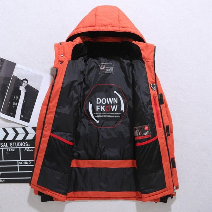 Pufferjacke - Warme Winter-Daunenjacke mit Kapuze und Reißverschluss für Männer-Chaps Herrenmode