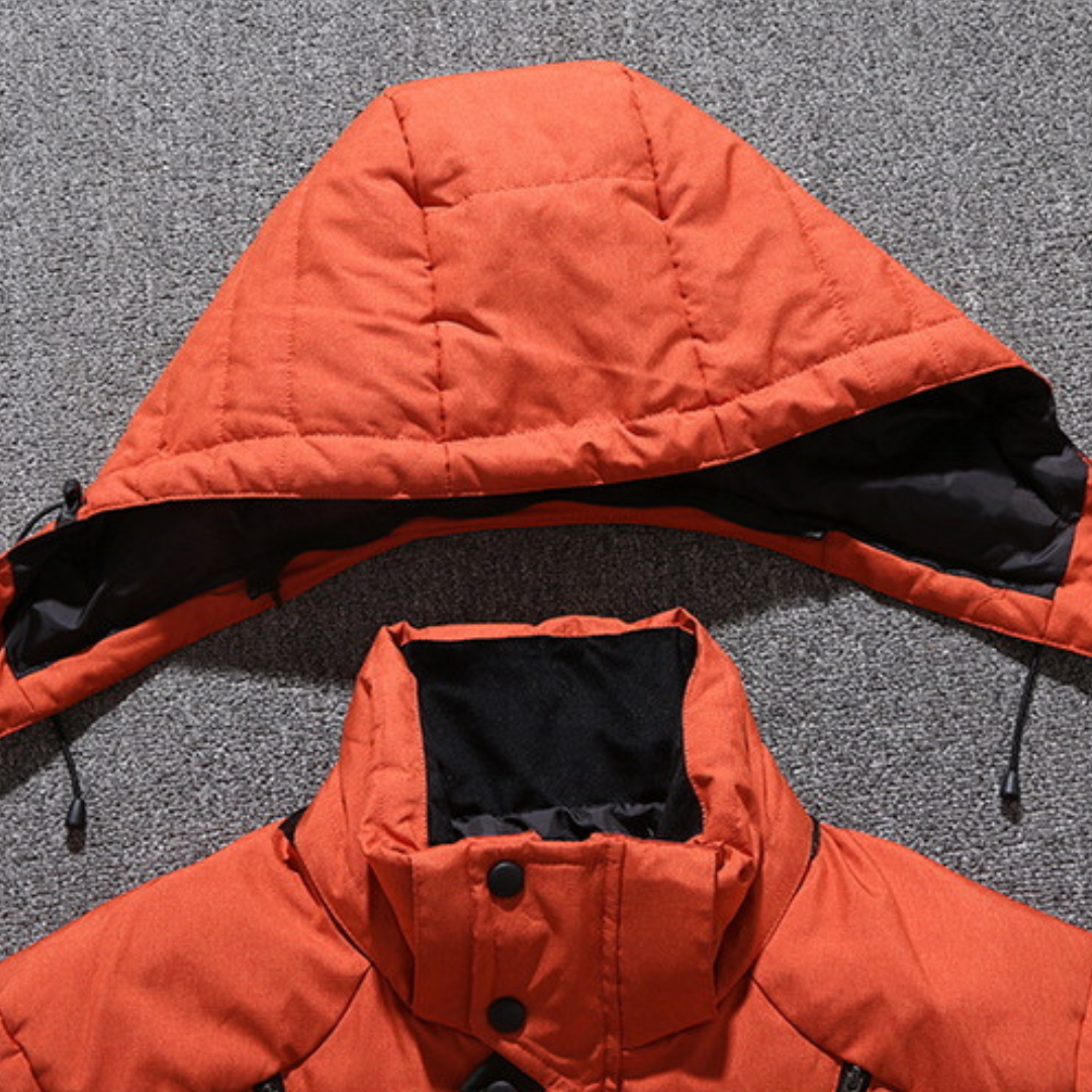 Pufferjacke - Warme Winter-Daunenjacke mit Kapuze und Reißverschluss für Männer-Chaps Herrenmode