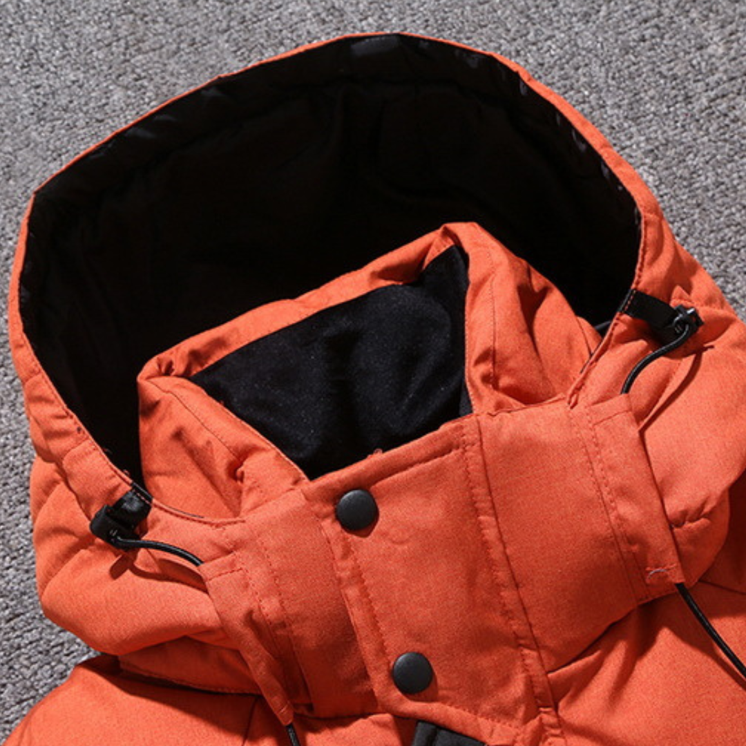 Pufferjacke - Warme Winter-Daunenjacke mit Kapuze und Reißverschluss für Männer-Chaps Herrenmode