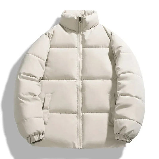 Pufferjacke – Warme, wattierte Winterdaunenjacke für Herren-Beige-M-Chaps Herrenmode