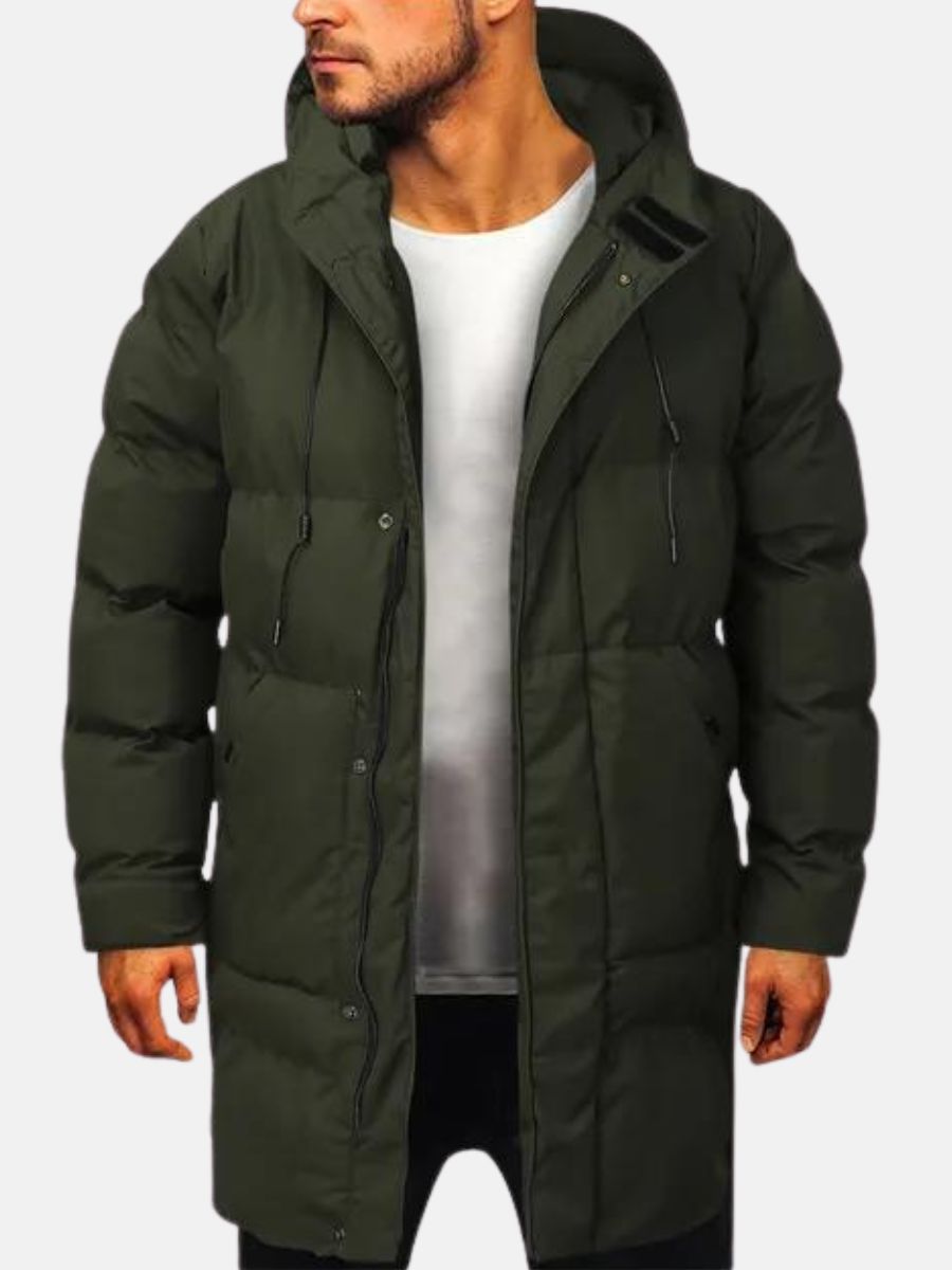 Pufferjacke – warm – mit Kapuze – Winterparka – Winterjacke für Männer-Dunkelgrün-L-Chaps Herrenmode